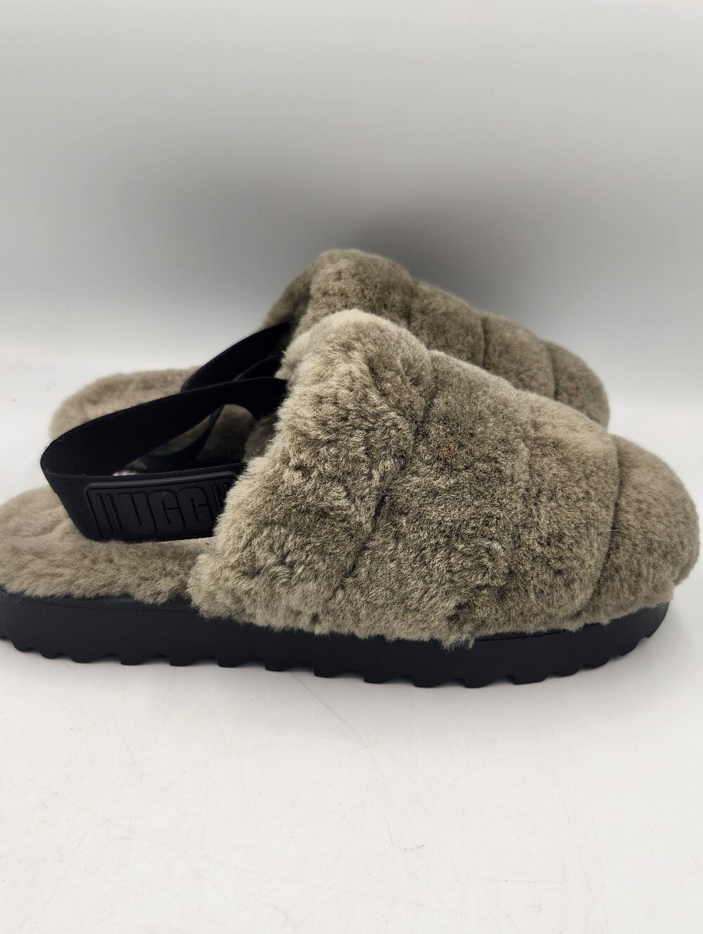 UGG Super Fluff Slippers Womens 9 Burnt Olive Closed Toe Sheepskin Platform - Picture 4 of 16